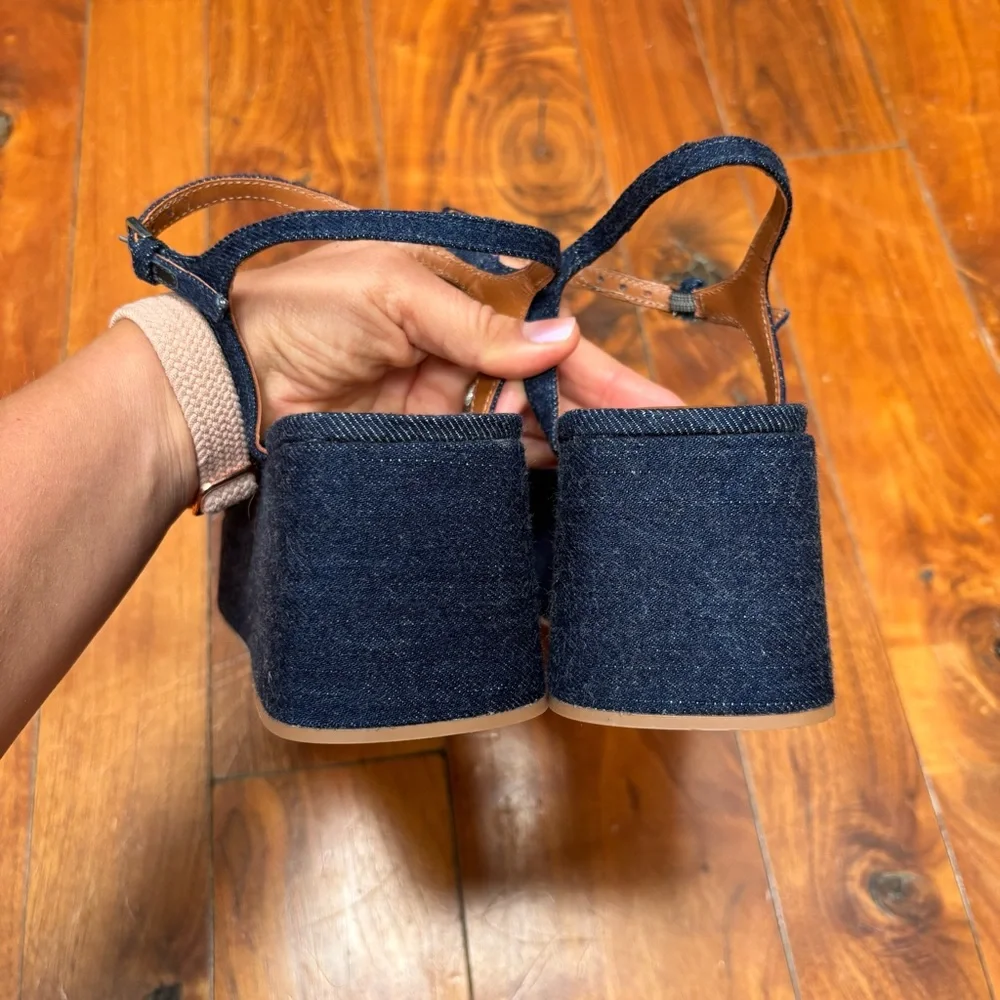 NWOT Reformation Zolanda Platform Sandal in Dark Denim 9